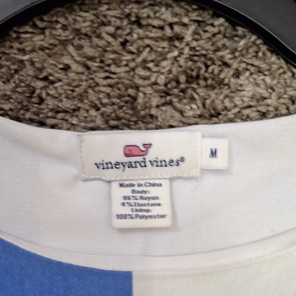 Vineyard Vines Lined Knit A-Line Tank Dress-M-Blue White - Picture 2 of 9